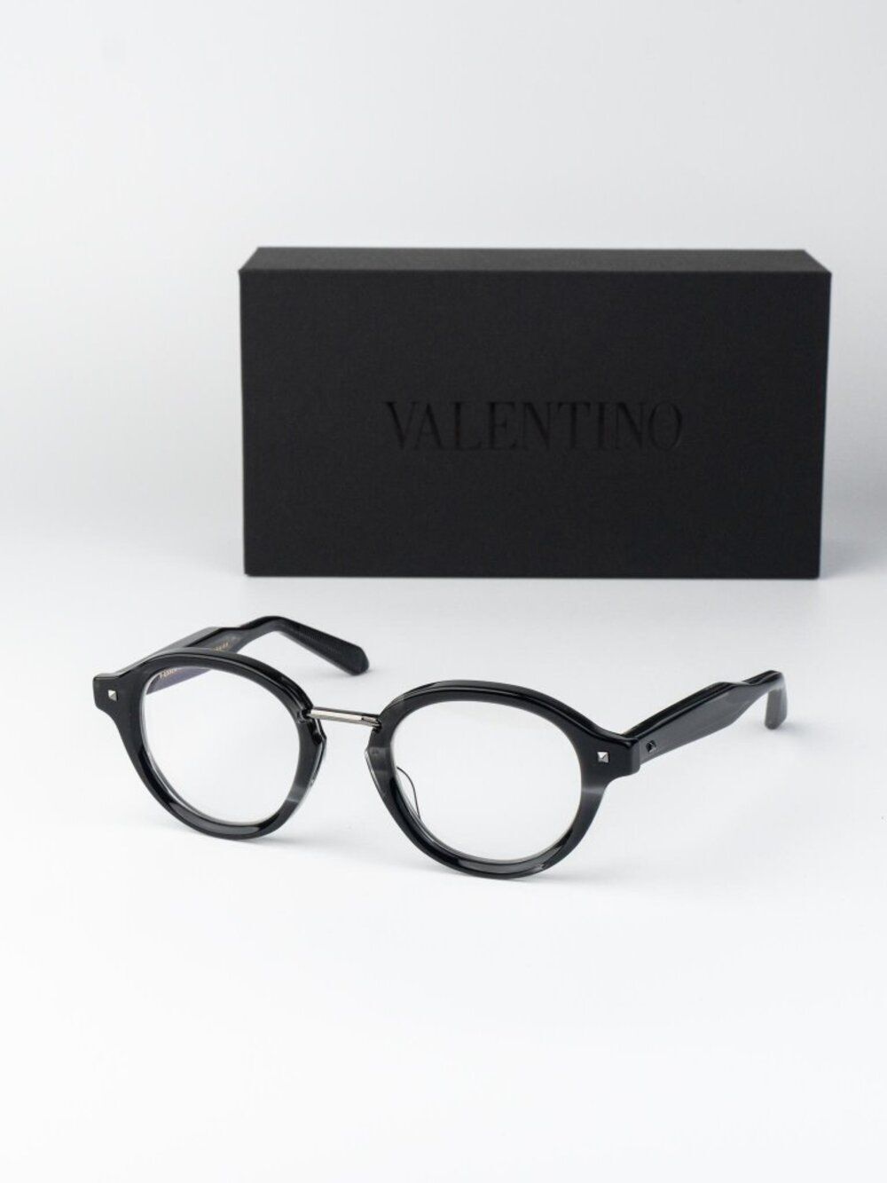Valentino Women Eyeglasses Black Grey Transparent Round V-ESSENTIAL-IV VLX-132 B